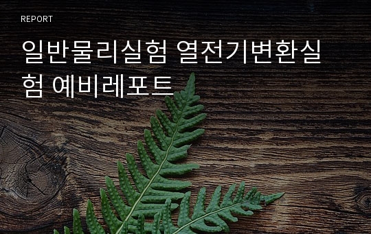 일반물리실험 열전기변환실험 예비레포트