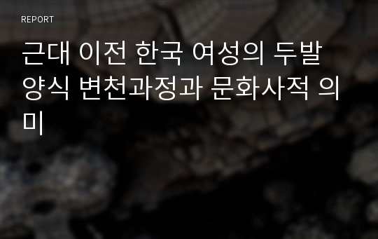 근대 이전 한국 여성의 두발양식 변천과정과 문화사적 의미