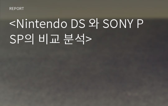 &lt;Nintendo DS 와 SONY PSP의 비교 분석&gt;