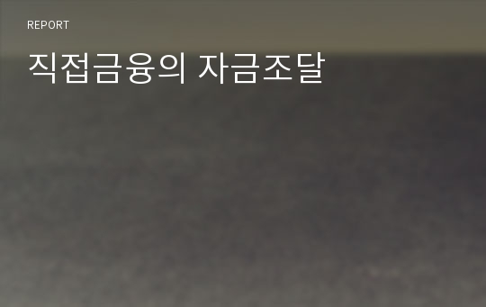 직접금융의 자금조달