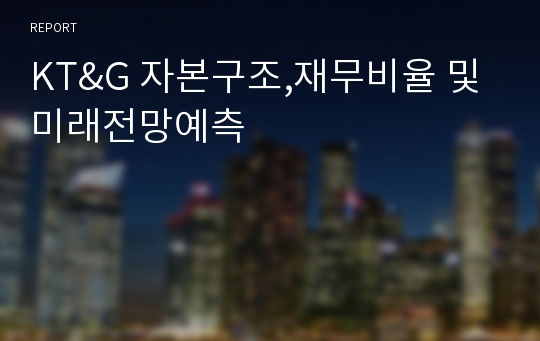 KT&amp;G 자본구조,재무비율 및 미래전망예측