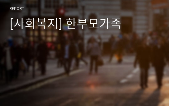 [사회복지] 한부모가족