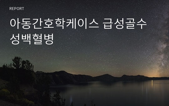 아동간호학케이스 급성골수성백혈병