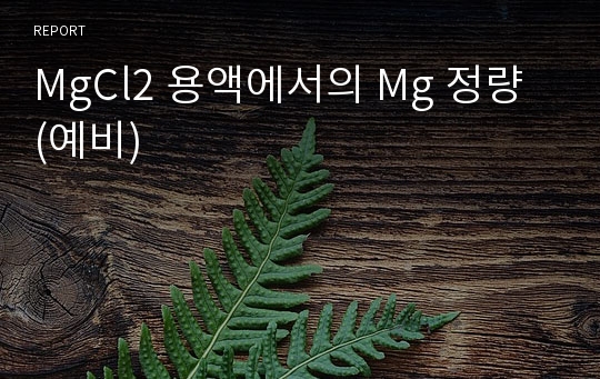 MgCl2 용액에서의 Mg 정량 (예비)