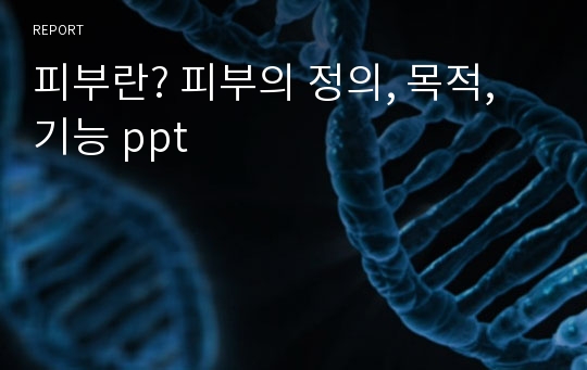 피부란? 피부의 정의, 목적, 기능 ppt