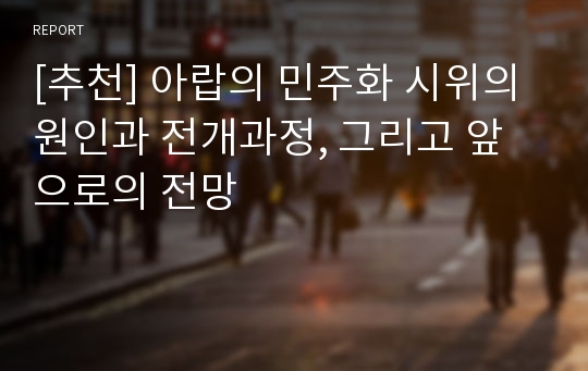 [추천] 아랍의 민주화 시위의 원인과 전개과정, 그리고 앞으로의 전망