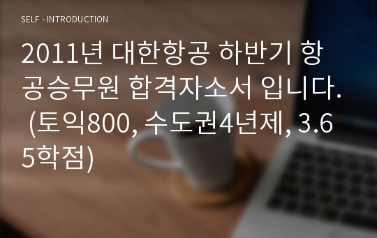 2011년 대한항공 하반기 항공승무원 합격자소서 입니다. (토익800, 수도권4년제, 3.65학점)