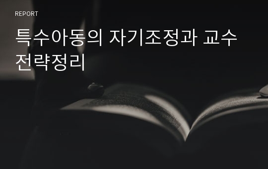 특수아동의 자기조정과 교수전략정리