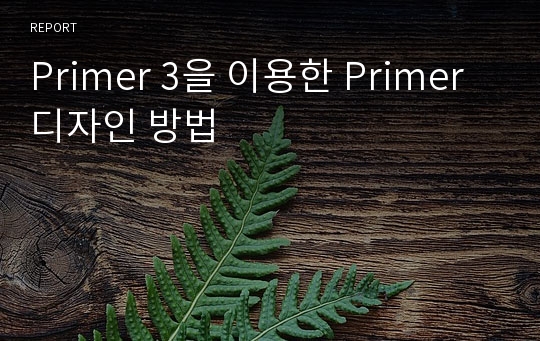 Primer 3을 이용한 Primer 디자인 방법