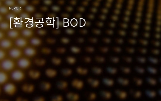 [환경공학] BOD