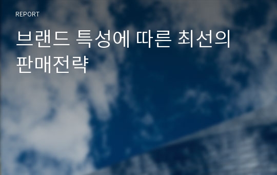 브랜드 특성에 따른 최선의 판매전략