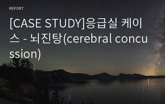 [CASE STUDY]응급실 케이스 - 뇌진탕(cerebral concussion)