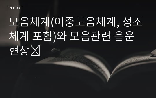 모음체계(이중모음체계, 성조체계 포함)와 모음관련 음운현상