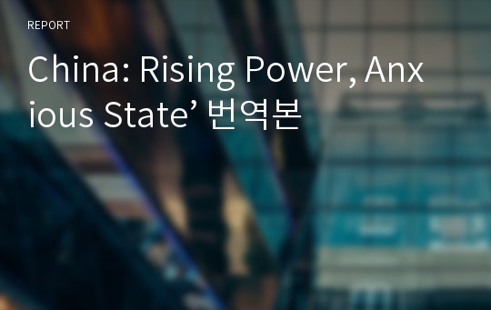 China: Rising Power, Anxious State’ 번역본