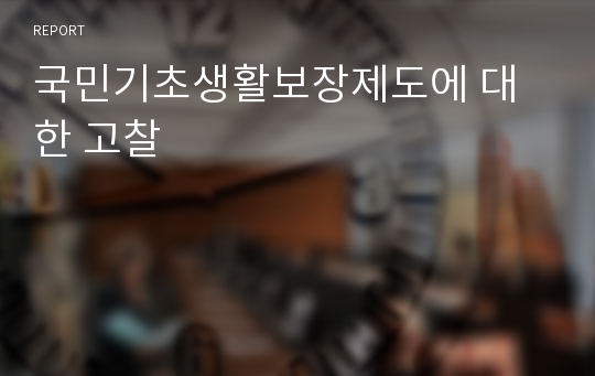 국민기초생활보장제도에 대한 고찰