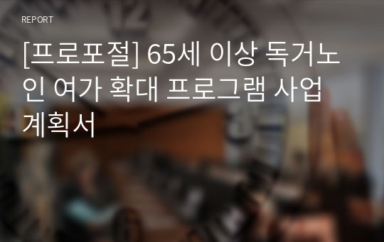 [프로포절] 65세 이상 독거노인 여가 확대 프로그램 사업 계획서