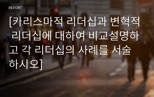 [카리스마적 리더십과 변혁적 리더십에 대하여 비교설명하고 각 리더십의 사례를 서술하시오]