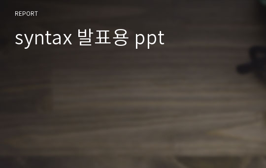 syntax 발표용 ppt