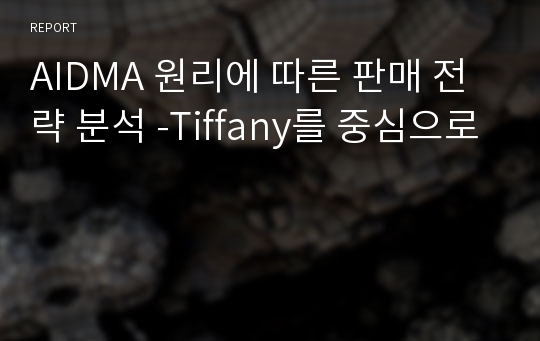 AIDMA 원리에 따른 판매 전략 분석 -Tiffany를 중심으로