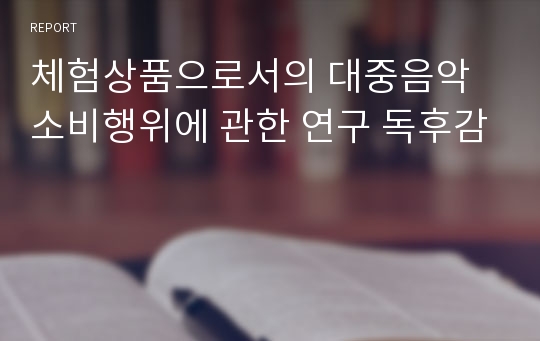 체험상품으로서의 대중음악 소비행위에 관한 연구 독후감