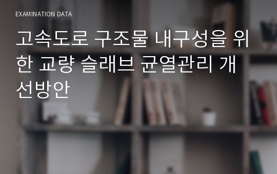 고속도로 구조물 내구성을 위한 교량 슬래브 균열관리 개선방안