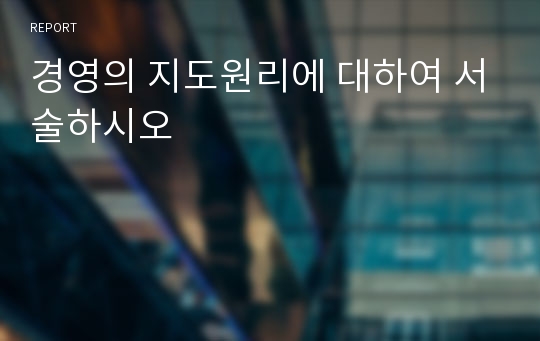 경영의 지도원리에 대하여 서술하시오