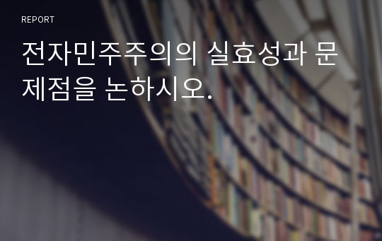 전자민주주의의 실효성과 문제점을 논하시오.