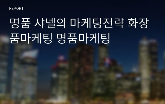 명품 샤넬의 마케팅전략 화장품마케팅 명품마케팅