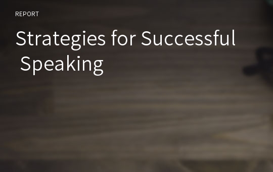 Strategies for Successful Speaking