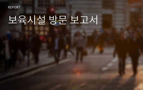 보육시설 방문 보고서