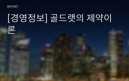 [경영정보] 골드랫의 제약이론