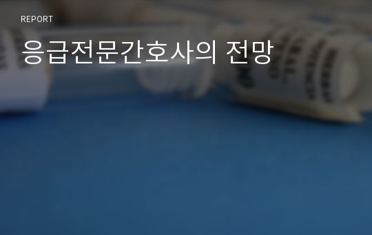 응급전문간호사의 전망