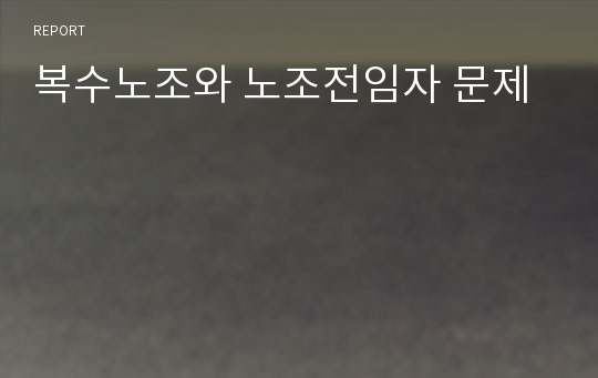 복수노조와 노조전임자 문제