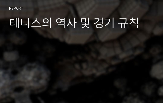 테니스의 역사 및 경기 규칙