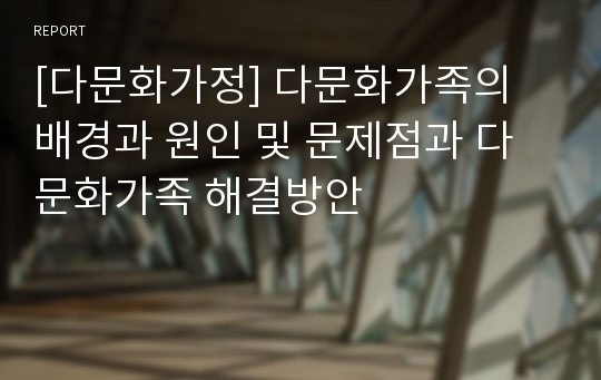 [다문화가정] 다문화가족의 배경과 원인 및 문제점과 다문화가족 해결방안