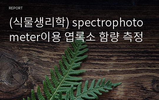 (식물생리학) spectrophotometer이용 엽록소 함량 측정