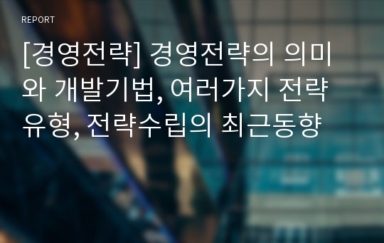 [경영전략] 경영전략의 의미와 개발기법, 여러가지 전략유형, 전략수립의 최근동향