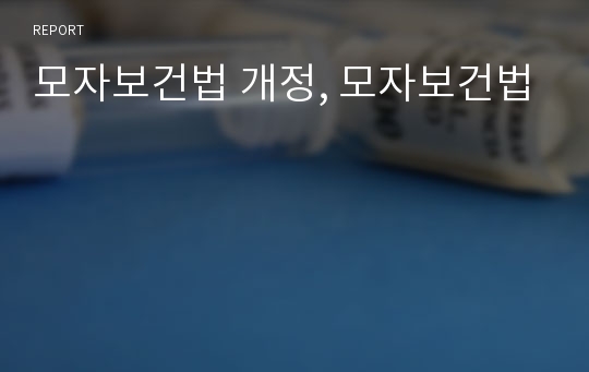 모자보건법 개정, 모자보건법