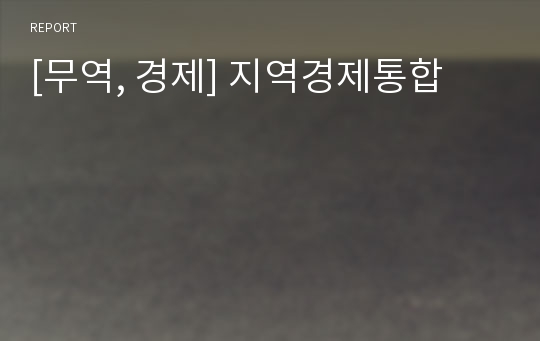 [무역, 경제] 지역경제통합