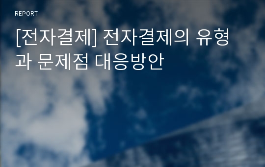 [전자결제] 전자결제의 유형과 문제점 대응방안