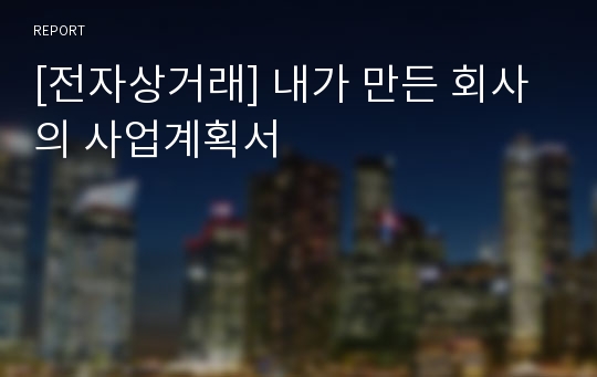 [전자상거래] 내가 만든 회사의 사업계획서