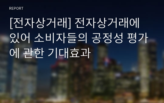 [전자상거래] 전자상거래에 있어 소비자들의 공정성 평가에 관한 기대효과