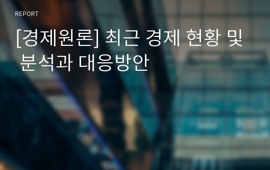 [경제원론] 최근 경제 현황 및 분석과 대응방안