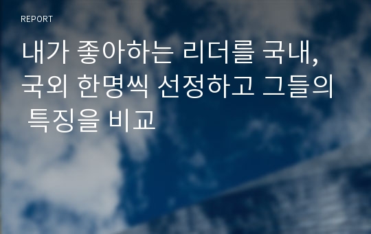 내가 좋아하는 리더를 국내, 국외 한명씩 선정하고 그들의 특징을 비교