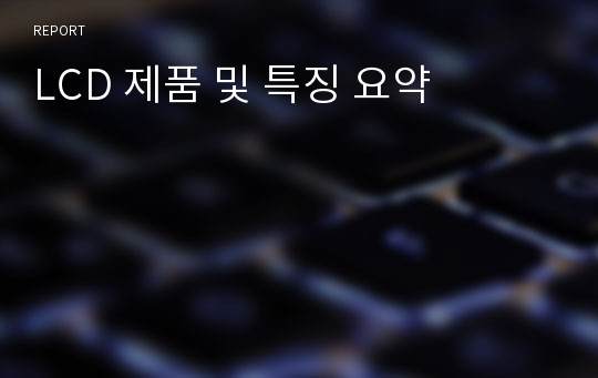 LCD 제품 및 특징 요약