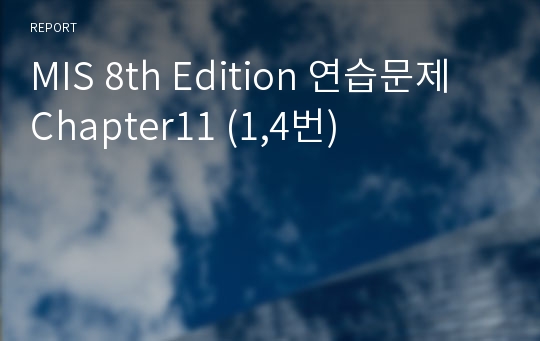 MIS 8th Edition 연습문제 Chapter11 (1,4번)