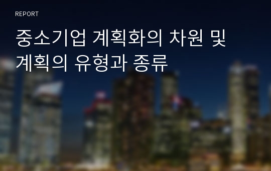 중소기업 계획화의 차원 및 계획의 유형과 종류