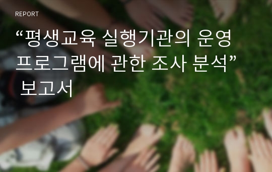 “평생교육 실행기관의 운영 프로그램에 관한 조사 분석” 보고서