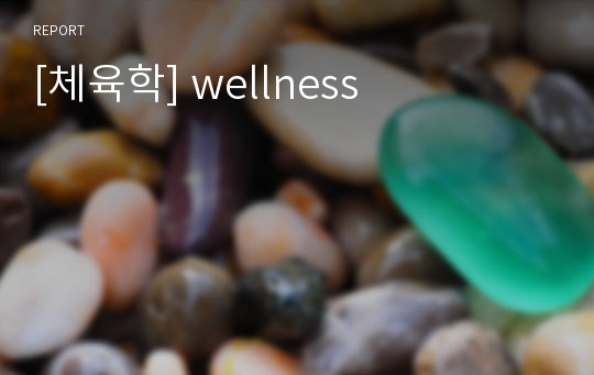 [체육학] wellness