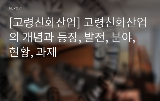 [고령친화산업] 고령친화산업의 개념과 등장, 발전, 분야, 현황, 과제